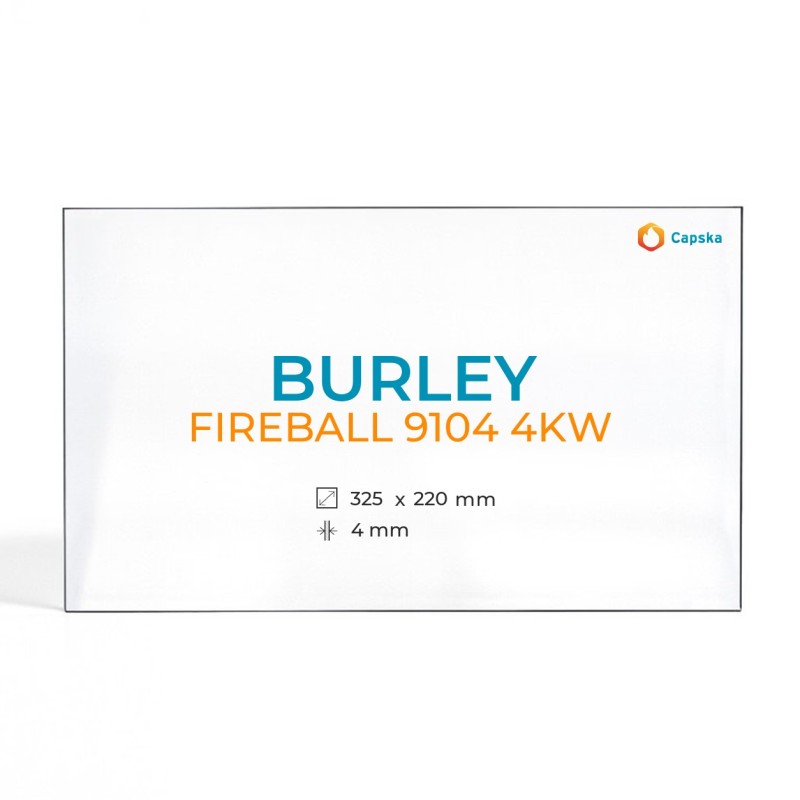 Burley FIREBALL 9104 4KW Glass - Rectangular Panel for Wood Burning Stove