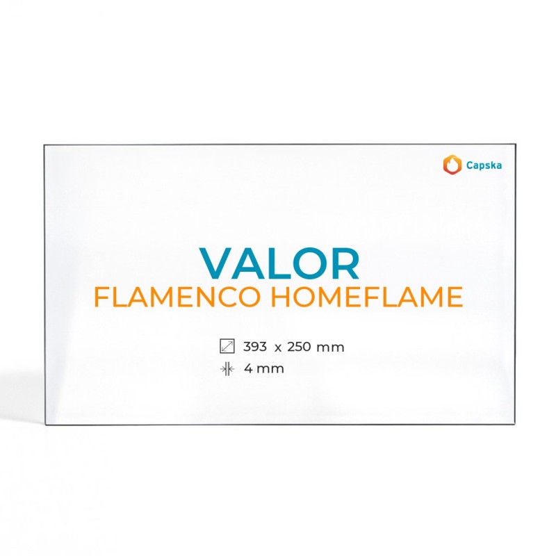 Valor FLAMENCO HOMEFLAME Glass Panel - Rectangular for Wood Burning Stove