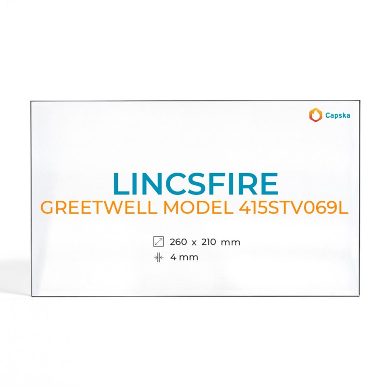 Verre pour poêle LINCSFIRE GREETWELL 415STV069L - Dimensions 260 x 210 x 4 mm