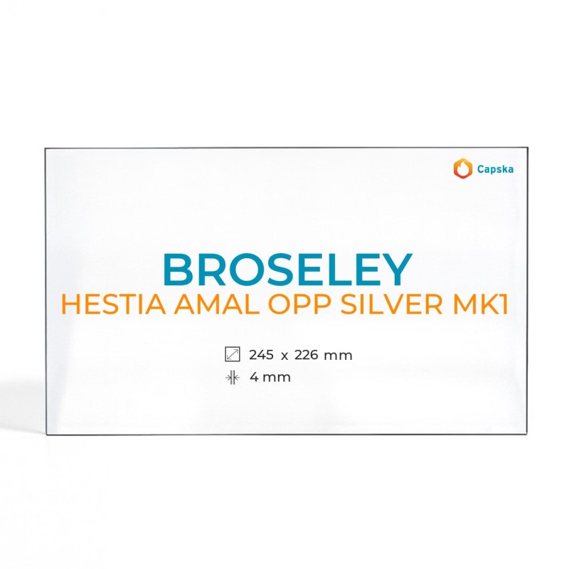 Broseley HESTIA AMAL OPP SILVER MK1 Glas - Rechteck Kaminglas