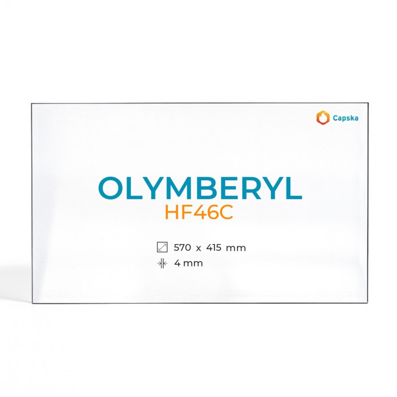 Olymberyl HF46C Glas für Kaminofen - Rechteckiges Kaminglas
