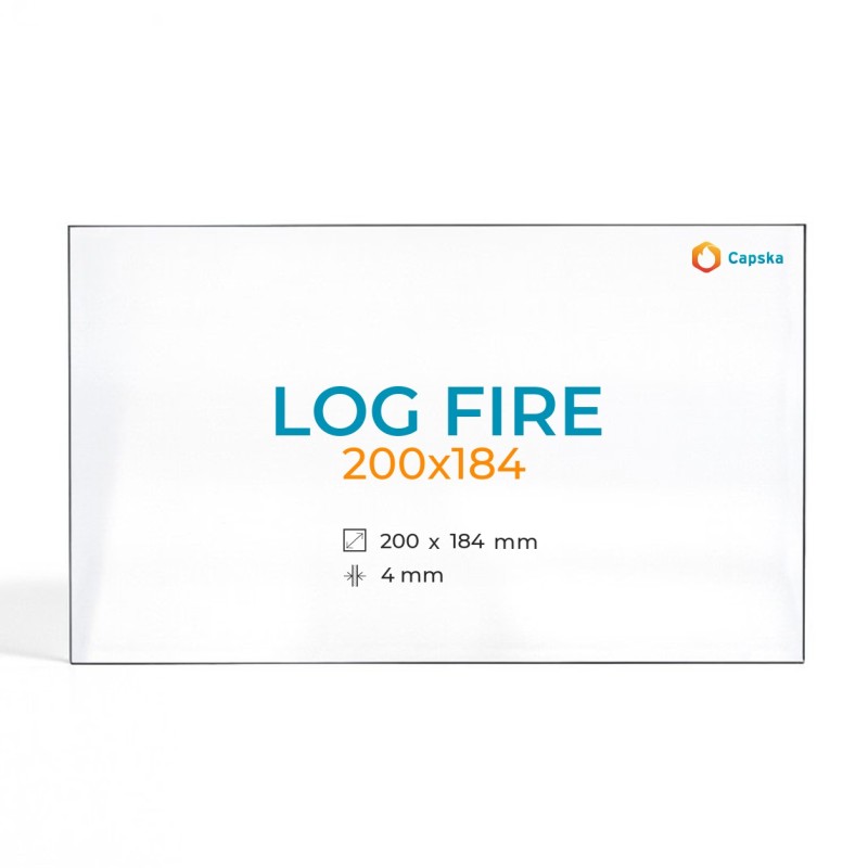Vitre Log Fire 200X184 - Verre Rectangle pour poêle à bois