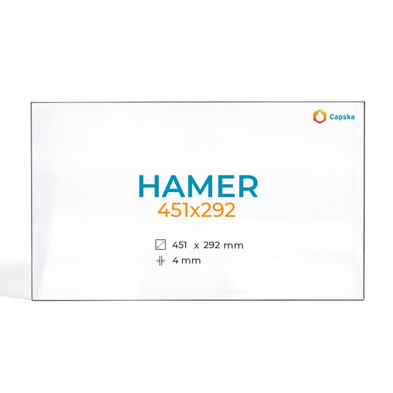 Vitre Hamer 451X292 - Verre Rectangle pour poêle à bois
