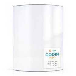 Godin NEO Glas - in sich gebogenes Kaminglas für Kaminofen