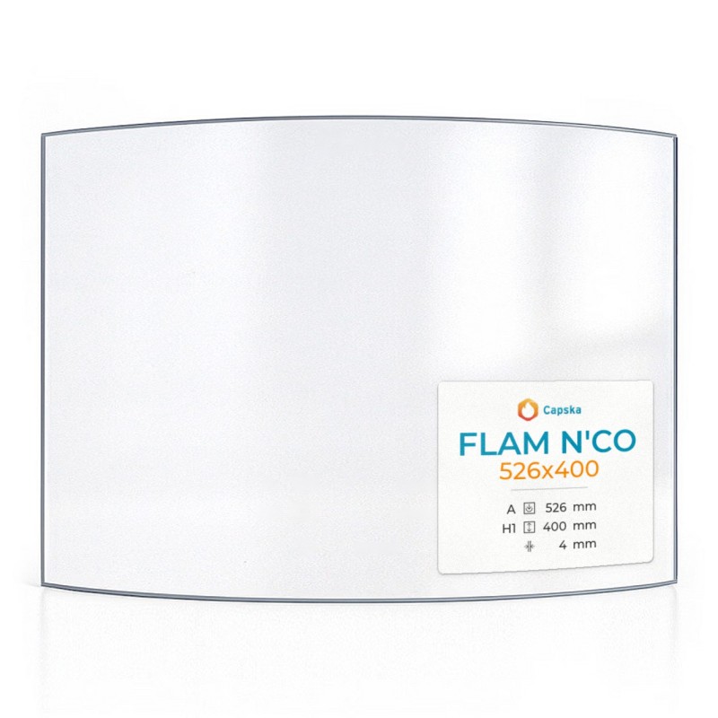 FLAM N'CO 526X400 Curved Glass Panel for Wood Burning Stove