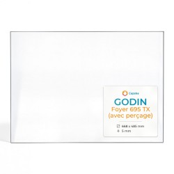 Vitre Godin FOYER 695 TX (avec perçage) - Verre rectangle percé pour insert