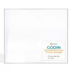Vitre Godin PANORAMIQUE 840 TX (avec perçage) - Verre rectangle percé pour insert