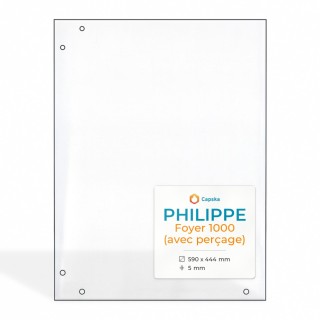Vitre Philippe FOYER 1000 (avec perçage) - Verre Rectangle Percé pour insert