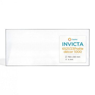 Vitre Invicta 6521/23Poêle Décor 1000 - Verre Rectangle pour Insert