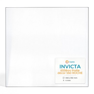 Vitre Invicta 655844 Poêle Décor 550 Roche - Verre Rectangle pour Insert