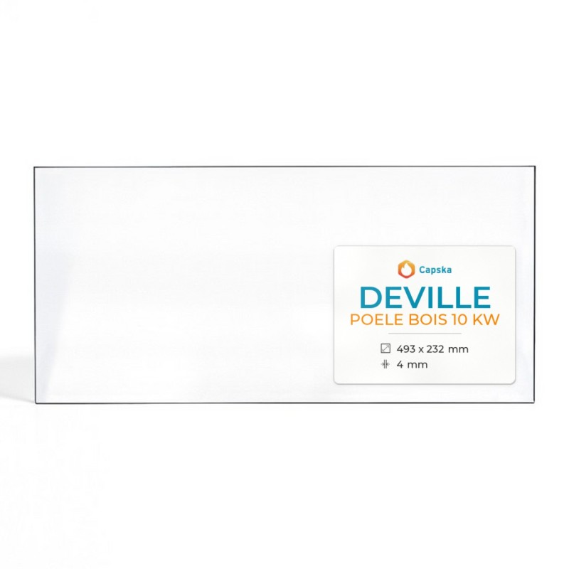 Deville POELE BOIS 10 KW Glass - Rectangular Wood Burning Stove Panel