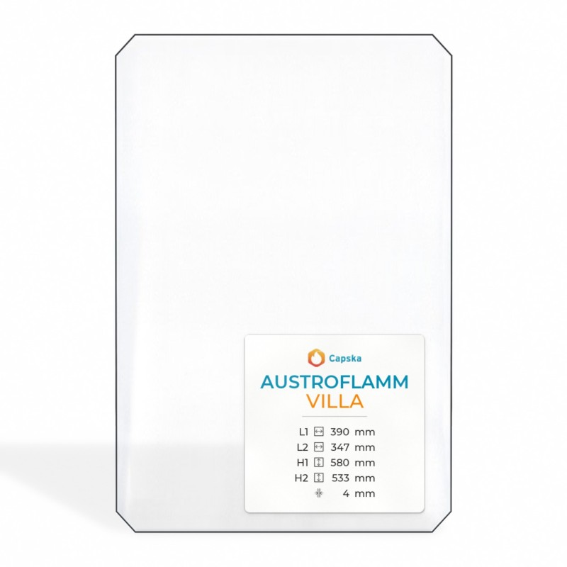 Vitre Austroflamm VILLA - Verre Rectangle pour poêle à bois