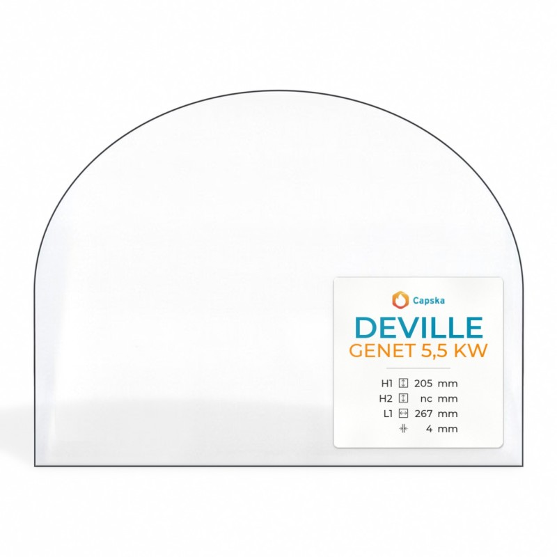Kaminglas Deville GENET 5,5 KW Glas - Rechteck mit abgerundeter Oberseite
