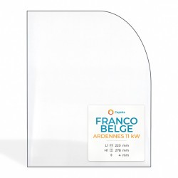 Vitre Franco Belge ARDENNES 11 KW - Verre 1 angle arrondi Côté gauche pour poêle à bois