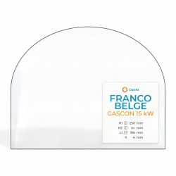 Vitre Franco Belge GASCON 15 KW - Verre Rectangle cintré Côté droit pour poêle à bois