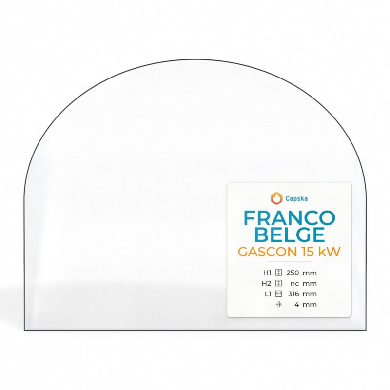 Vitre Franco Belge GASCON 15 kW - Verre Rectangle cintré Côté gauche