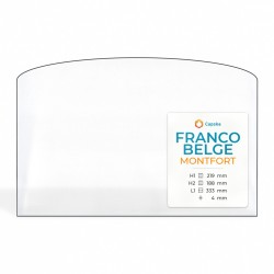 Franco Belge MONTFORT Glas - Rechteck mit abgerundeter Oberseite Kaminglas für Kaminofen