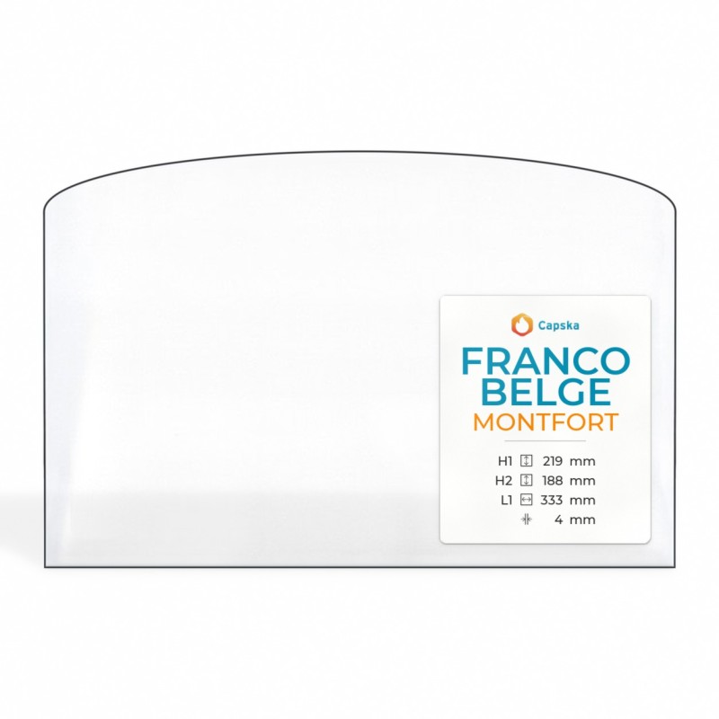 Vitre Franco Belge MONTFORT - Verre Rectangle cintré pour poêle à bois