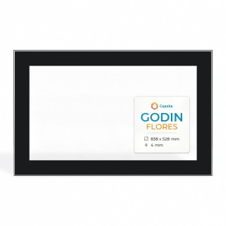 Godin FLORES Glas - Rechteck Siebdruck Kaminglas für Kaminofen