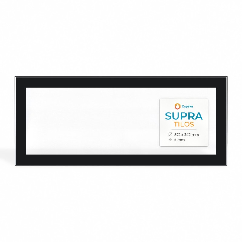 Supra TILOS (cadre noir) - Rectangular silk-screened panel - Fireplace Glass Replacement - Capska