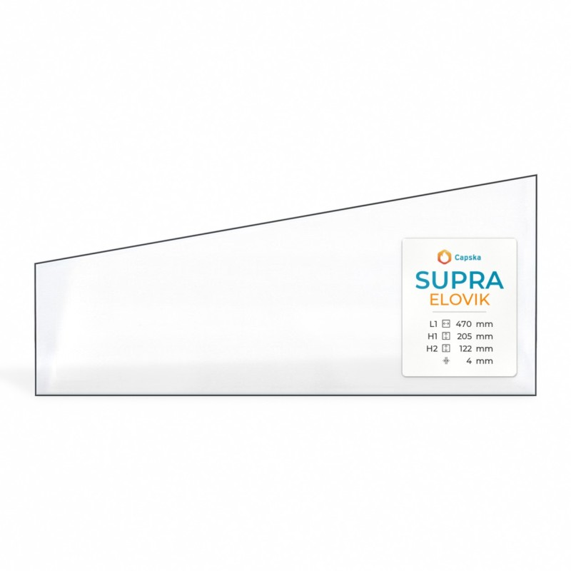 Supra ELOVIK Glas - Rechtwinkliges Trapez Rechte Seite Kaminglas