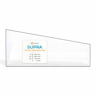 Supra TRIVIK (gauche) Verre - Vitre de foyer en verre trapézoïdal droit pour poêle à bois