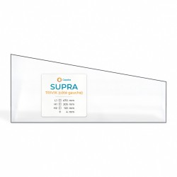 Supra TRIVIK (linke Seite) Glas - Rechtwinkliges Trapez Kaminglas für Kaminofen