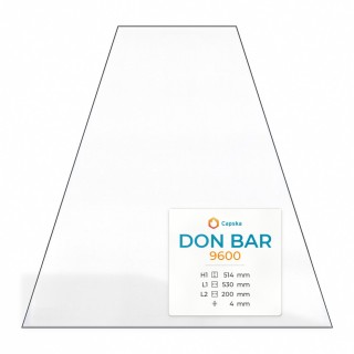 Vetro Don Bar 9600 - Vetro Trapezoidale isoscele Laterale per inserto per caminetto