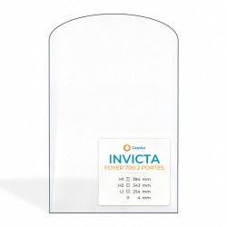 Vitre Invicta FOYER 700 2 PORTES - Verre Rectangle cintré Côté gauche pour insert