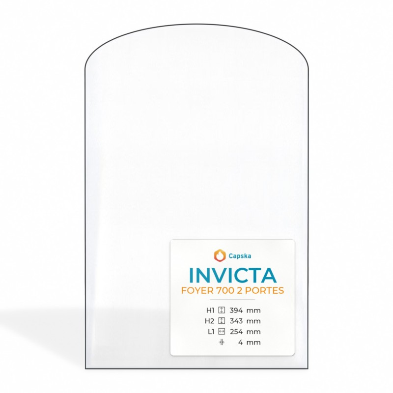 Vitre Invicta FOYER 700 2 PORTES - Verre Rectangle cintré Côté gauche