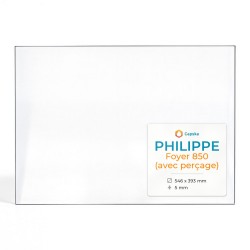Philippe FOYER 850 Glass (with drilling 20mm from edge) - Rectangular Pierced glass panel for fireplace insert