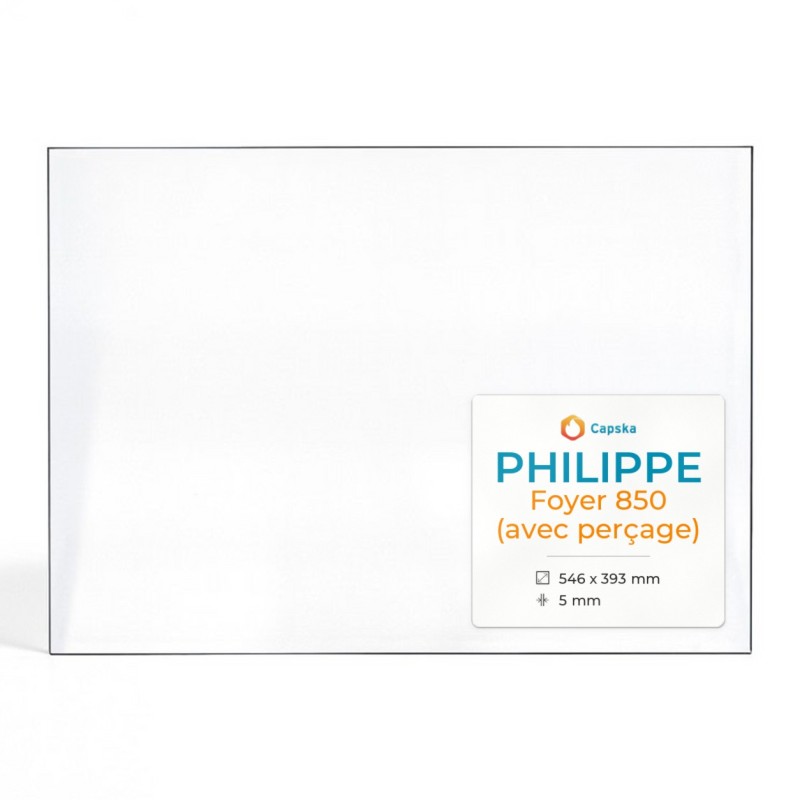 Vitre Philippe Foyer 850 Perçage 20mm - Capska