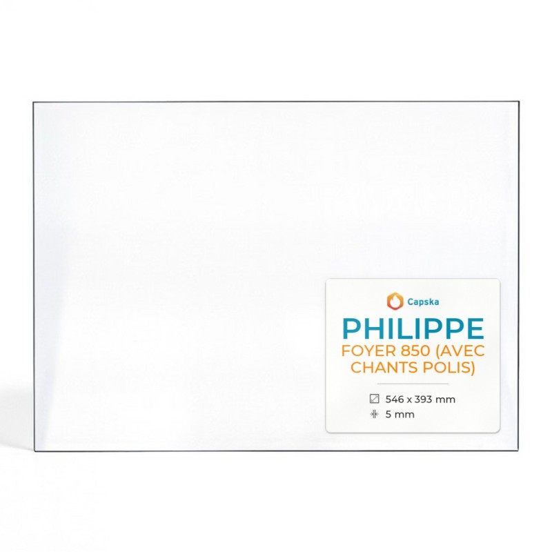 Vitre Philippe FOYER 850 (chants polis) - Verre Rectangle pour insert