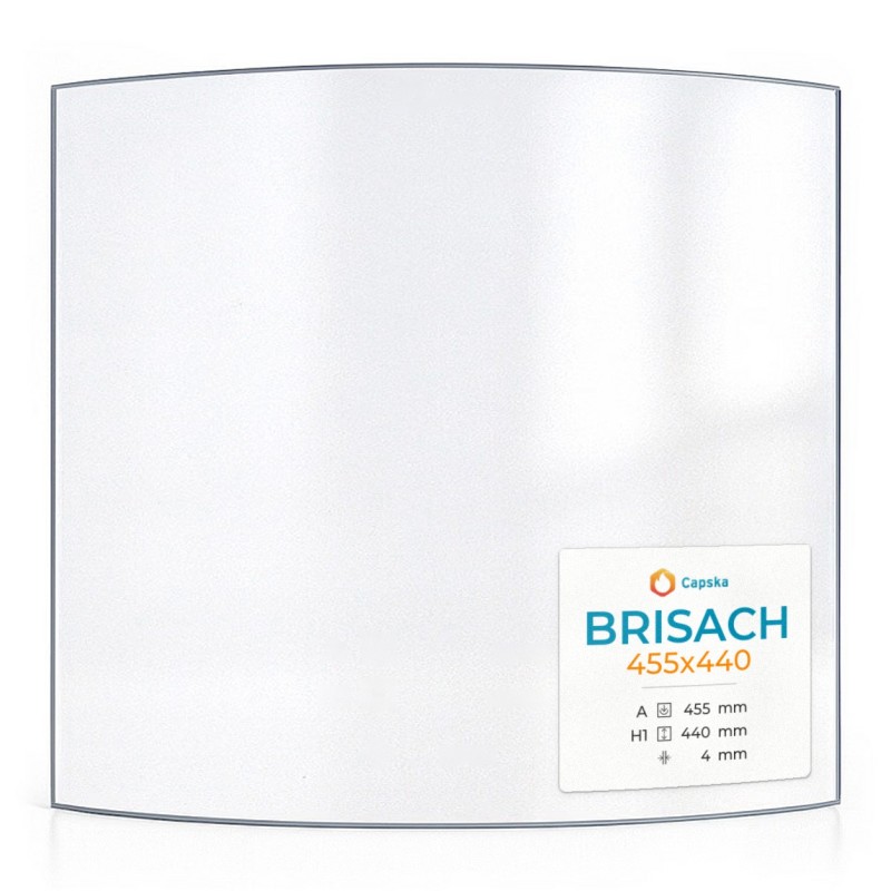 Vetro Brisach 455X440 - Vetro Curvo per stufa a legna