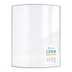 Vitre Cera 363X480 - Verre Courbe pour poêle à bois