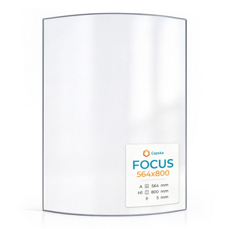 Focus 564X800 Glas - gebogenes Kaminglas für Kaminofen