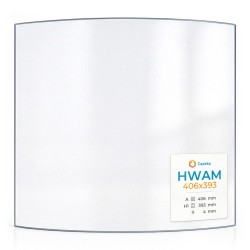 Hwam 406X393 Glas - in sich gebogenes Kaminglas für Kaminofen