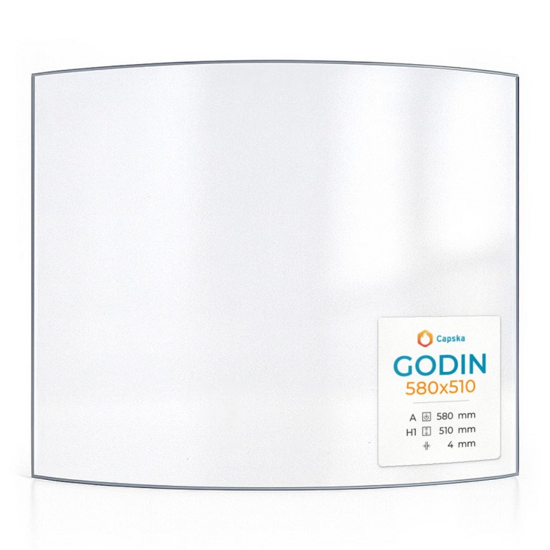 Vitre Godin 580X510 - Verre Courbe pour poêle à bois