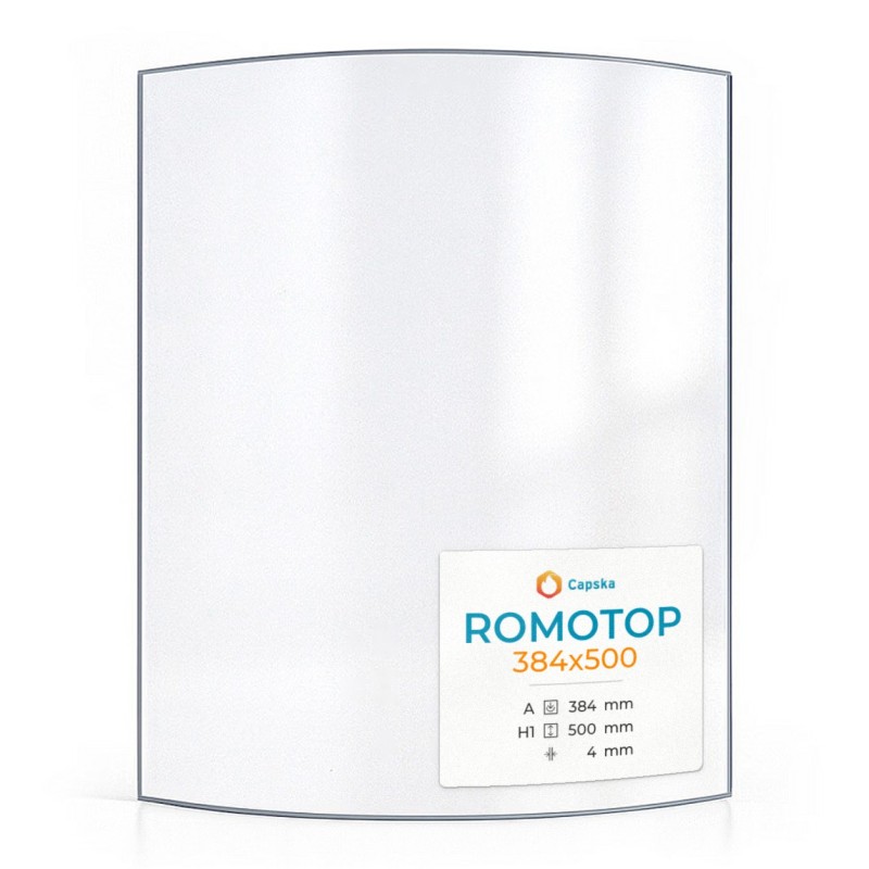 Vitre Romotop 384X500 - Verre Courbe pour poêle à bois