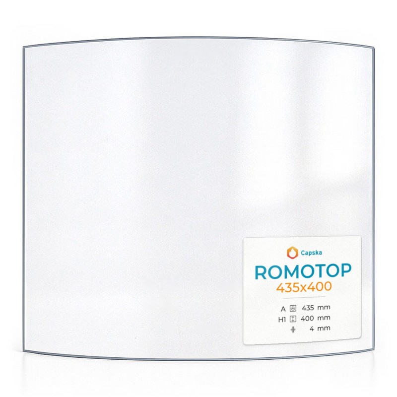 Vitre Romotop 435X400 - Verre Courbe pour poêle à bois