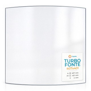 Turbo Fonte 407X401 Glas - gebogenes Kaminglas für Kaminofen
