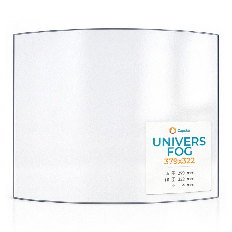 Univers Fog 379X322 Glas - Kaminglas für Kaminofen