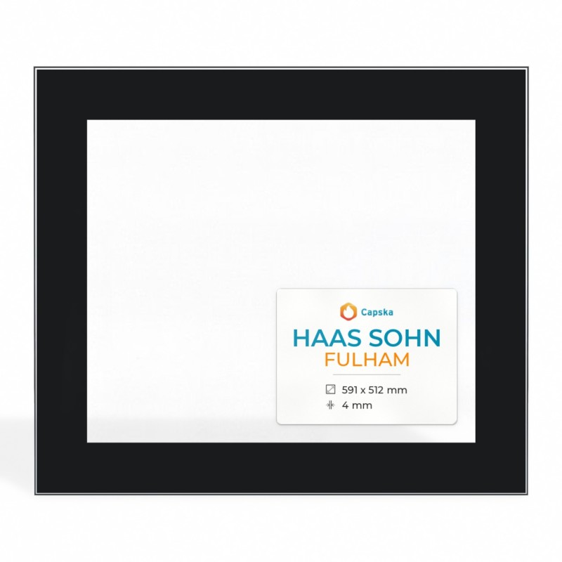 Haas Sohn FULHAM Glas - Rechteck Siebdruck Kaminglas für Kaminofen