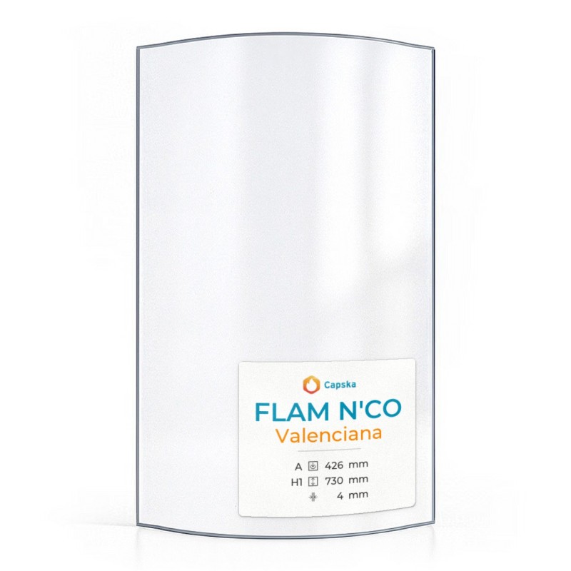 Vitre Flam N'Co VALENCIANA - Verre Courbe 4 angles coupés