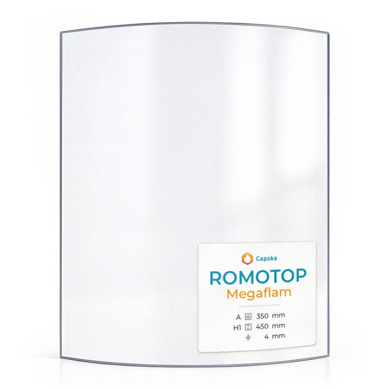 Vitre Romotop MEGAFLAM - Verre Courbe pour poêle à bois