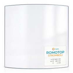 Romotop STROMBOLI Glass - Curved Screen-printed glass panel for wood burning stove