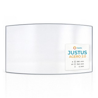 Justus AGERO 2.0 Glas - Kaminglas gebogen - 590 x 342 x 4 mm