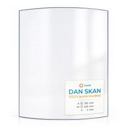Dan Skan SOLO (anderes Glasmodell) - in sich gebogenes Kaminglas für Kaminofen