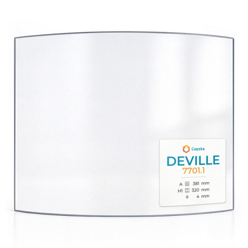 Vetro curvo per stufa a legna Deville 7701.1 - 381 x 320 x 4 mm