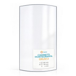 Caminetti Montegrappa DRUM-2 Glas - in sich gebogenes Siebdruck Kaminglas für Kaminofen
